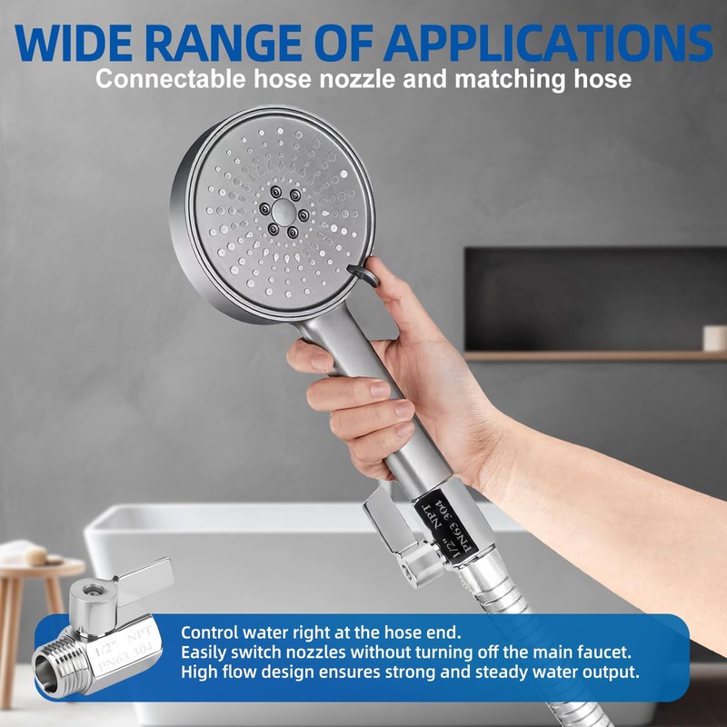 SKLSSVF 2Pcs Shower Head Shut off Valve, 304 Stainless Steel