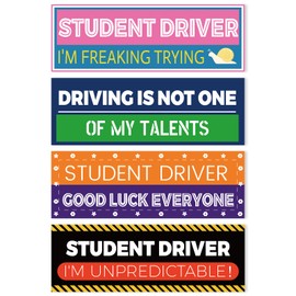 4pcs Student Driver Magnet for Car, Magnetic Reflective Car Bumper Stickers Removable Novice Driver Stickers Please be Patient New Rookie Driver in Training Magnet Vehicle Safety Attention Sign