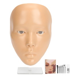Silicone Makeup Practice Full Face Board with 20ml Cleansing Oil 7pcs Makeup Brush Set for Beginners Wheat Skin