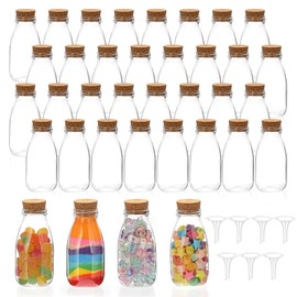 SUMTree 36 Pack Plastic Sand Art Bottles with Cork Toppers, 4 oz Capacity, Clear, Reusable, Craft Bottles for DIY Sand Paintings, Weddings, Gifts, Occasional Use
