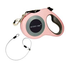 16Ft Chew Proof Retractable Dog Leash Anti-Chewing Wire Ropes Nylon Tape Reflective Walking One-Handed Brake CPXL Pink