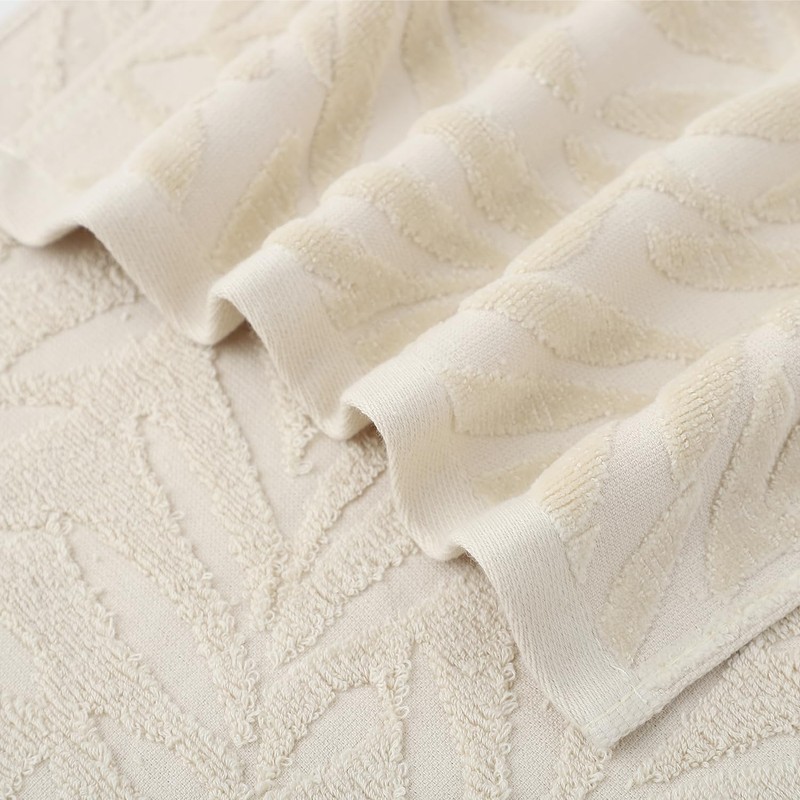 Pidada Hand Towels Set of 2 Leaf Pattern 100% Cotton