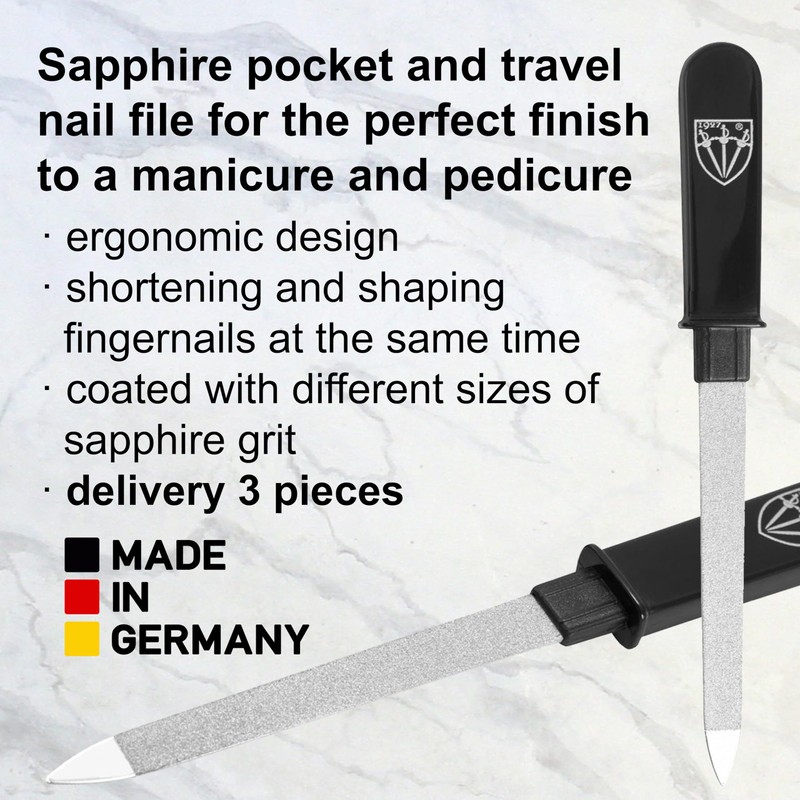 3 Swords Germany Sapphire Metal Pocket Nail File Manicure Travel