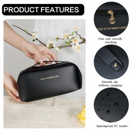 Makeup Bag,Travel Makeup Bag Cosmetic Bags with Brush Compartment Large Portable with Handle Pu Leather Water-Resistant Travel Cosmetic Bag for Women Girl Travel Essentials