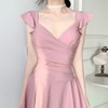 Women's Modest Short-Sleeve One-Piece Swim Dress with Tummy Control - Plus Size R55 L [50.00 Kg-55.00 Kg]/Pink 2ea