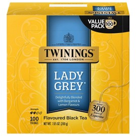 Twinings Lady Grey Black Tea Individually Wrapped Bags, 100 Count (Pack of 1)