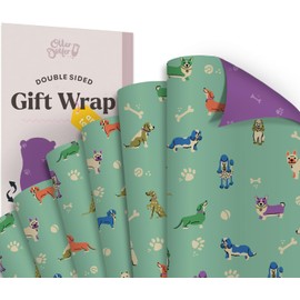 Dog Gift Wrap - 6 Luxury Double Side Sheets of Dogs Wrapping Paper - Quality Birthday, Christmas or Special Occasion Gift Wrap For Dog Lovers & Dogs (Pup Power)