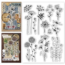 CHGCRAFT Dandelion Clear Stamps Leaves Flowers Transparent Stamp Dandelion Silicone Clear Stamp Seals for Cards Making DIY Scrapbooking Photo Decoration