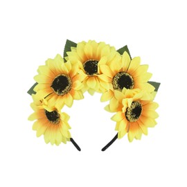 Bohue Sunflower Headband Floral Hair Wreath Headpieces Women Floral Hair Band Creative Stylish Hair Accessories for Bridal Wedding Party