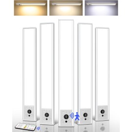 EZVALO 5 Pack Under Cabinet Lighting, 3200mAh Rechargeable Motion Sensor Light, 12inch Magnetic Closet Lights with Dimmable & 3 Color Temps, Wireless Motion Activated Lights with Remote for Kitchen