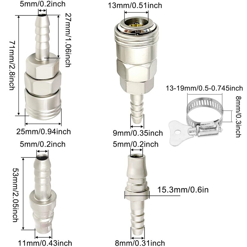 Xiatiaosann Hose Quick Coupling 8 mm Compressor Coupling Pneumatic Coupling