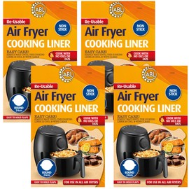 Re-usable Air Fryer Cooking Liners - Round Air Fryer Liners 24cm Parchment Paper for Air Fryer for Crisp Cooking 4 Pack