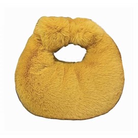 XPONNI Fuzzy Dumpling Bag, Cute Fluffy Bags Y2k, Cute Mini Handbags, Faux Fur Bag with Zipper, Soft Knotted Bag