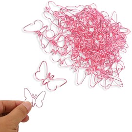 HERCHR Funny Paper Clips, 50 Pieces Rose Gold Butterflies Paper Clips Cute Paper Clips Stainless Steel Flower Paper Clips Small Bookmark Clips for School Office
