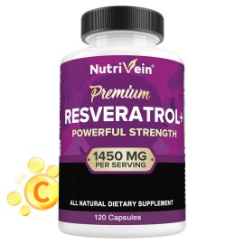 Nutrivein Resveratrol capsules 1450 mg - balance skin health, support immune system health - 120CapsulesX5