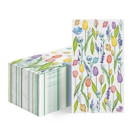 Horaldaily - Servilletas decorativas de papel desechables de 100 primavera, tulipanes de acuarela para fiestas, almuerzo, cena, cocina, baño