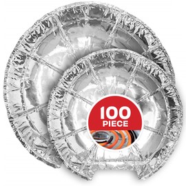 Round Electric Stove Burner Covers (100 Pack) 6 Inch and 8 Inch Disposable Stove Top Aluminum Foil Bib Liners, to Keep Kitchen Range Clean from Oil and Food Drips, Stock Your Home