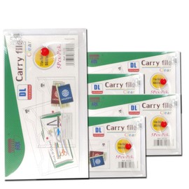 ARK Carry File Popper Wallet File with Press Stud Closure [Pack of 5] (Clear, DL Portrait)