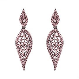 EVER FAITH Chandelier Clip On Earrings for Prom Party 2 Leaves Hollow Out Art Deco Stunning Crystal Clear Earrings Silver Tone, Crystal, No Gemstone