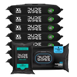 DUDE Wipes - Flushable Wipes - 8-Pack, 384 Count - Unscented + Mint Chill Travel Pack 1-Pack, 18-Count - Extra-Large - Vitamin-E & Aloe - Septic and Sewer Safe
