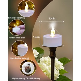HjingChen 24 Stück LED Teelichter Kerzen, Batteriestart flammenlose realistische hell flackernde elektrische Kerzenlampe, Dose langlebig 200+ Stunden für Hochzeit, Festival, Parteien(Warmweiß)