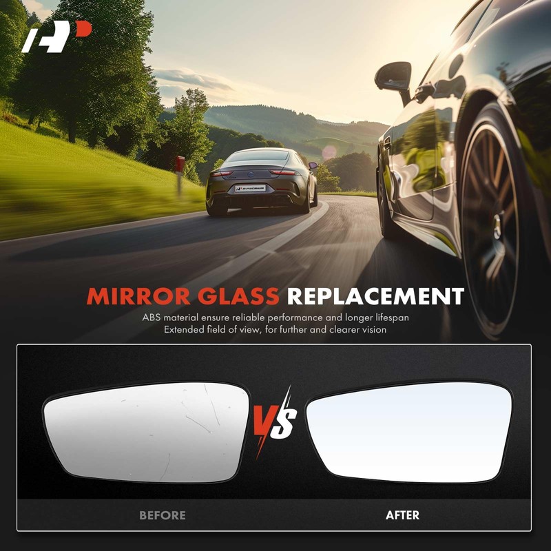 A-Premium Left Driver Side Heated Mirror Glass with Backing Plate