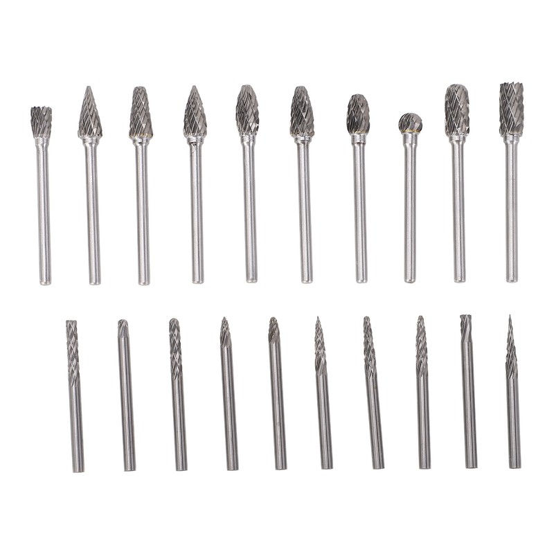 20Pcs Tungsten Carbide Carving Bits Double Cut Rotary Burr Set