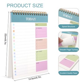 ZTOWOTO A5 Weekly Planner – 1 Pack Undated To Do List with Spiral Binding,50 Sheets Daily Planner Notepad with Task Checklist Tear-Off Sheets for School,Office, Home– Blue(8.7 * 5.7")