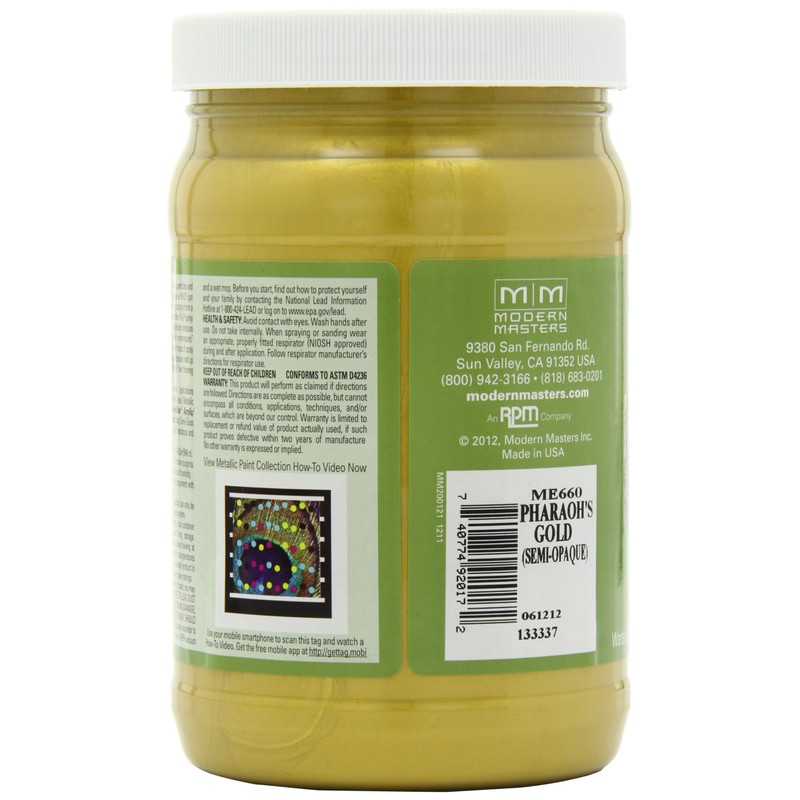 qt Modern Masters ME660 Pharaohs Gold Metallic Paint Collection, Satin