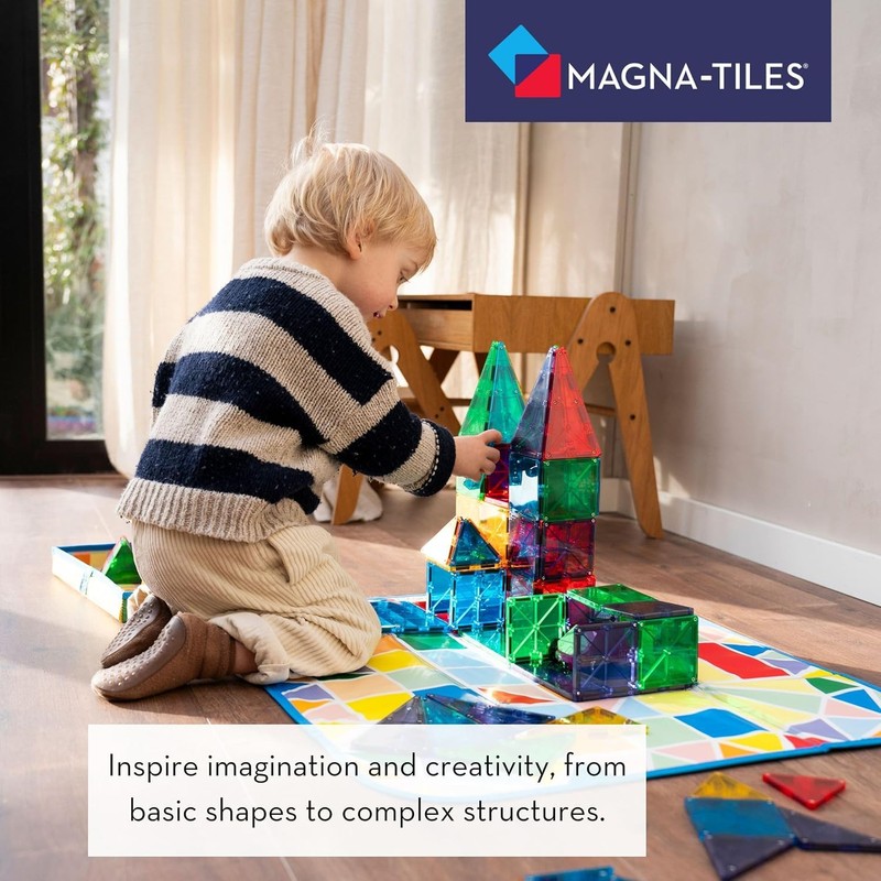 MAGNA-TILES Classic 100-Piece Magnetic Construction Set, The ORIGINAL Magnetic Building