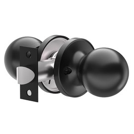 Keyless Entry Door Lock with 2 Round Knobs – Black Interior Door Handle, Heavy-Duty Adjustable Deadbolt, Easy Install, Fits Left/Right Handed Doors for Bedroom, Bathroom, Closet (Matte Black)