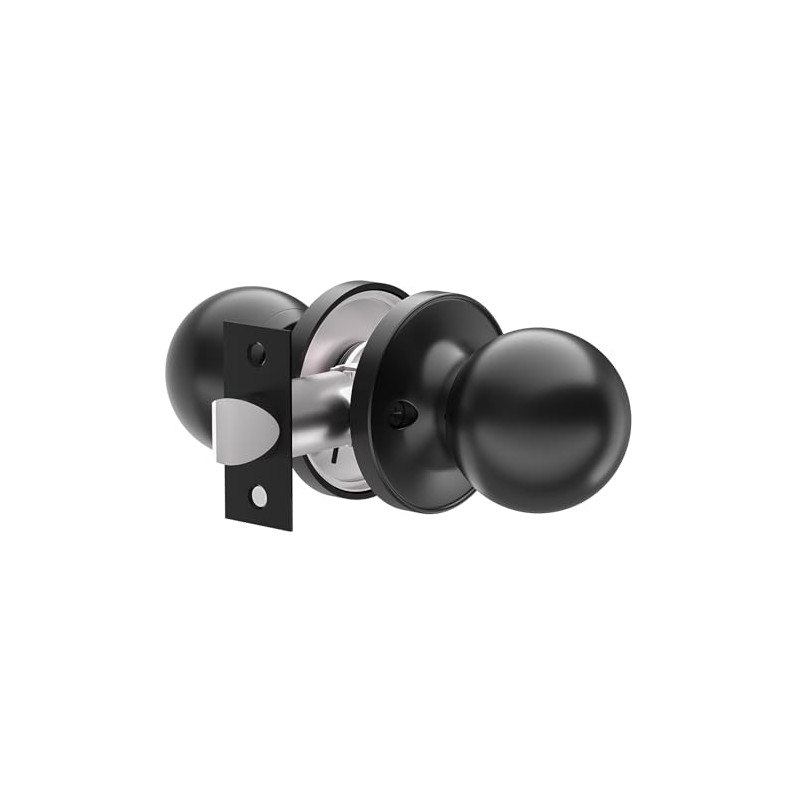Keyless Entry Door Lock with 2 Round Knobs – Black