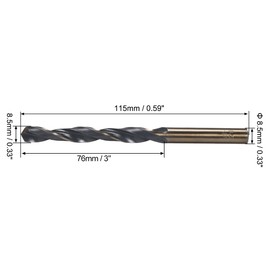 uxcell Straight Shank Twist Drill Bits 8.5mm High Speed Steel 4341 with 8.5mm Shank 2 Pcs for Stainless Steel Alloy Metal Plastic Wood