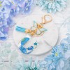 MWOOT Initial Letter U Keychain Resin Alphabet Keyrings,Blue Petals Gold