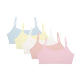 Donella - brasier Cami para niñas - brasier de entrenamiento de algodón elástico para niñas, paquete de 5, Colores brillantes, 10-11 Años