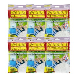 x6 Disposable Wardrobe Dehumidifier Hanging Bags - Specially Designed to Remove Moisture from Wardrobes - Absorbs Damp, Moisture & Condensation Fast & Effectively (Citrus)