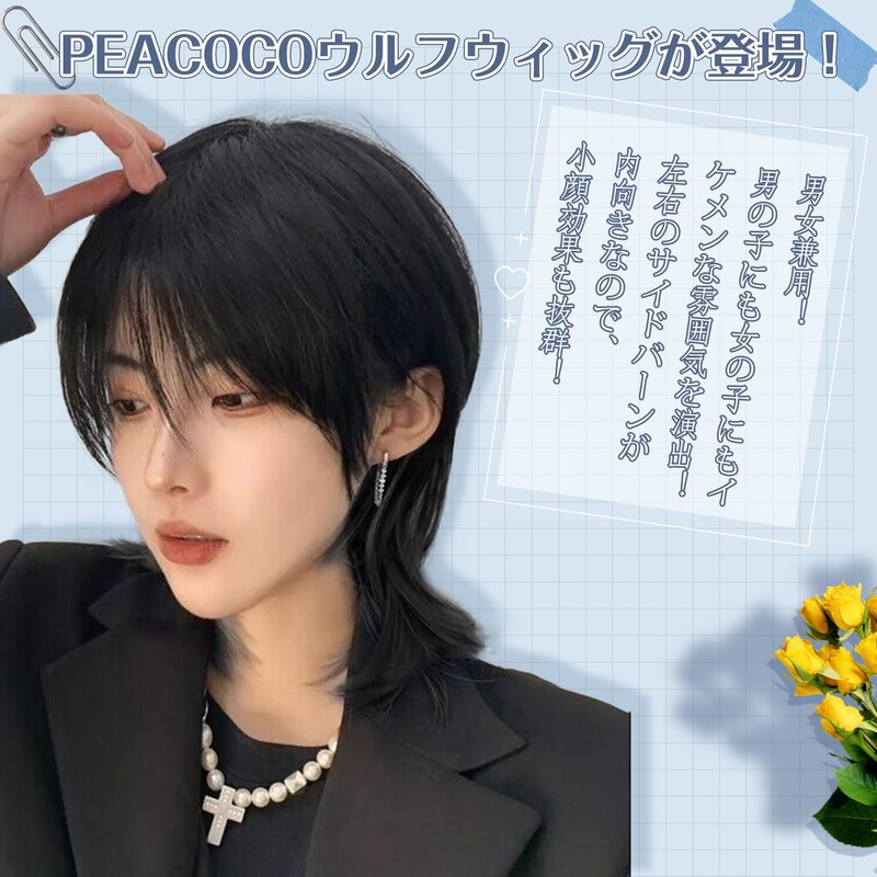 Peacoco Men's Wig, Short, Men's Wig, Cosplay, Blonde, Wolf Cut,