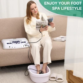 veicomtech Dual Ionic Foot Bath Detox Machine, ion Detox Foot Bath Spa Cleanse System for 2 Users with MP3 Music Player, 2 Array, 2 Wrist Band, 5 Liners