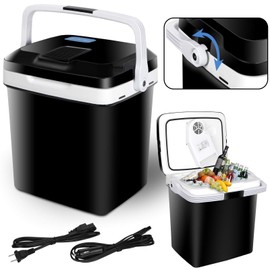 SUPER DEAL Pro 28QT(26L) Portable Electric Cooler and Warmer, Mini 12V DC Car Refrigerator Plug In Cooler Car Refrige for Camping, Fishing, Work Beach Picnic