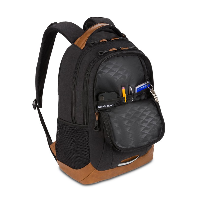 SwissGear 5505 Cecil 16” Laptop Backpack Black Canvas/Brown – Daily