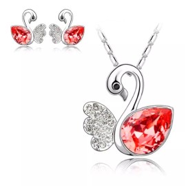 Veraly Conjunto Collar De Cisne Y Aretes Cristal Austriaco Full