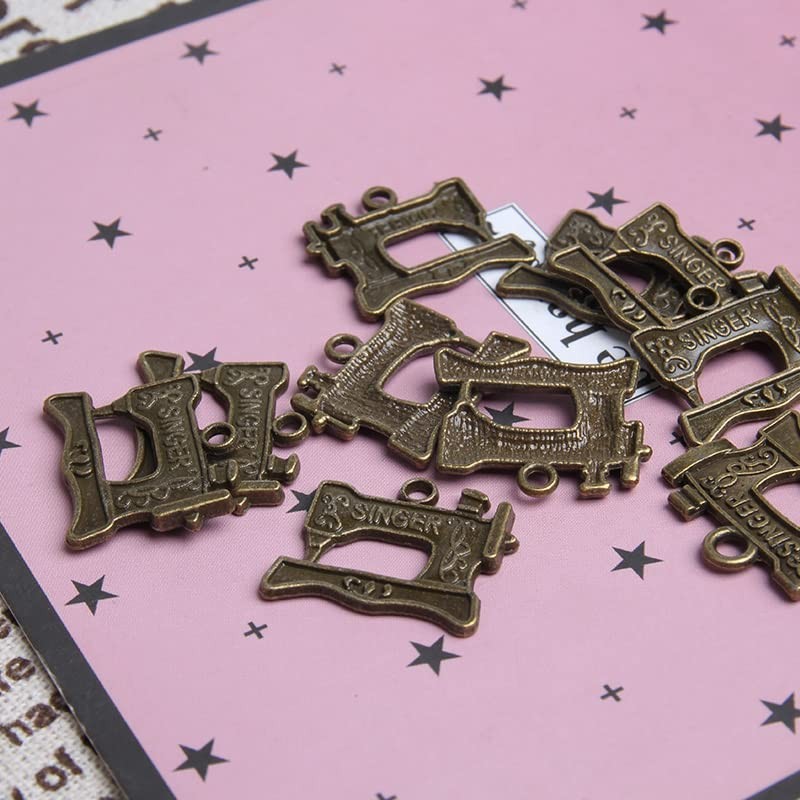 Wixine 20Pcs Singer Sewing Machine Charms Antique Silver Tone 22