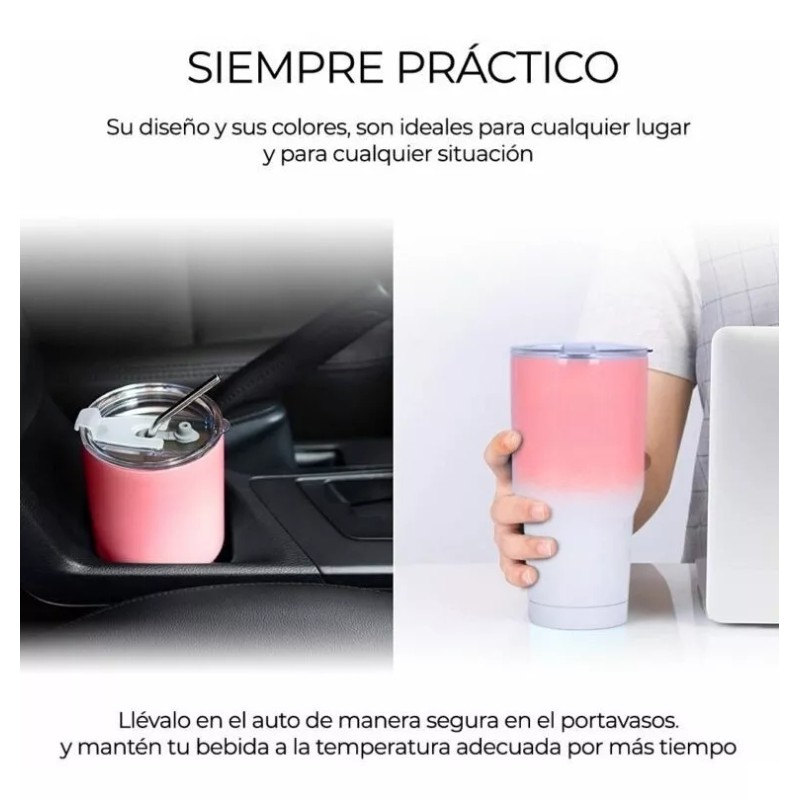 EG Vaso Tipo Termo Playero Con Tapa De 840 Ml