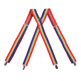 Shukan Fashions - NEW ADJUSTABLE SLIM MEN LADIES TROUSER RAINBOW STRIPS BRACES SUSPENDERS CLIP ON FANCY DRESS - P149