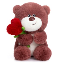 BEJOY Teddy Bear Plush Bear Teddy with Heart Rose, Plush Toys Love Valentine's Day Bear, Stuffed Toy Plush Toy Cuddly Toy Gifts for Girlfriend Children Birthday, Valentine's Day (Rose Red, 28 cm)