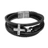 REchoLI Cross Bracelet for Man Black/Brown/Blue Braided Leather Bracelet with