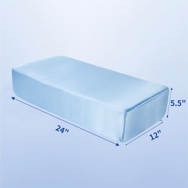 HOMBYS Pillowcase for Cube Shape Pillow-Silky and Smooth Satin Pillowcase with Hidden Zip (ONLY Pillowcase) (24"x12"x5.5", Blue)