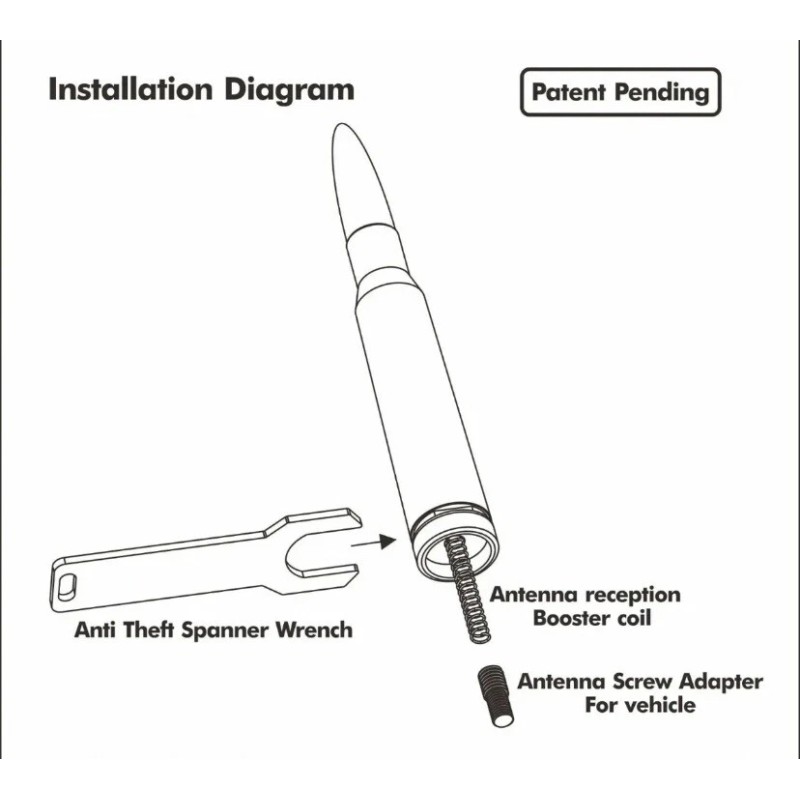 VMS CHROME BULLET ANTENNA WITH RED TIP FOR DODGE RAM