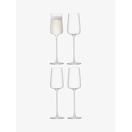 LSA Metropolitan Champagne Flutes in Clear with Angular Shape - Dishwasher Safe and Tall Stemmed Drinking Glasses - 8 oz Drinkware - Pack of 4