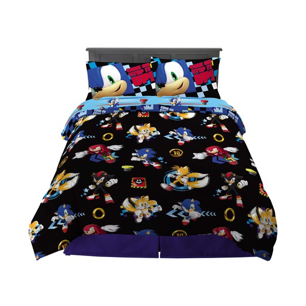 Franco Kids Bedding Super Soft Comforter and Sheet Set, 5 Piece Full Size, Sonic the Hedgehog